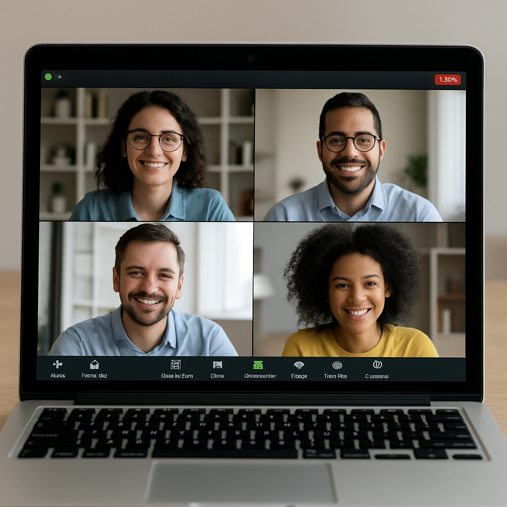 Una pantalla de notebook con una sesion de Zoom